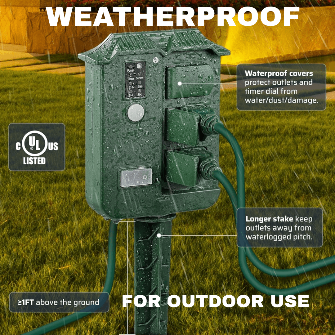 AutoLite™ 6-Outlet Outdoor Timer Stake w/ remote
