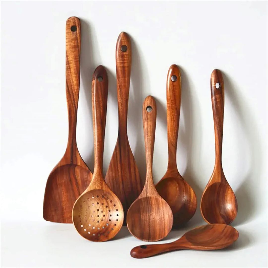 7 Pc Royal Teak Wooden Utensil Set