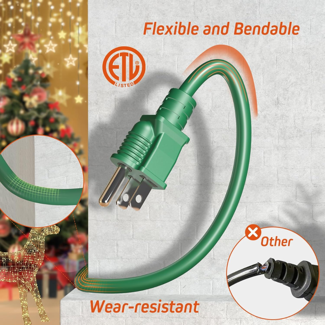 Heavy-Duty 1-to-4 Outdoor Extension Cord (31ft Total Length)