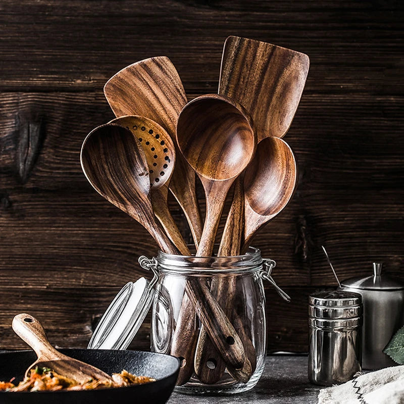 7 Pc Royal Teak Wooden Utensil Set