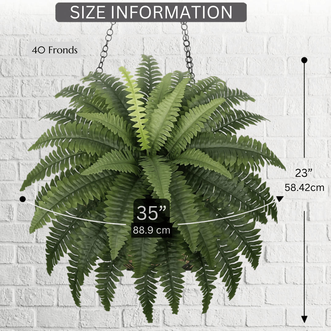 UV Resistant Artificial Boston Fern – Realistic Faux Fern for Outdoor Porch, Patio, Planters & Entryway