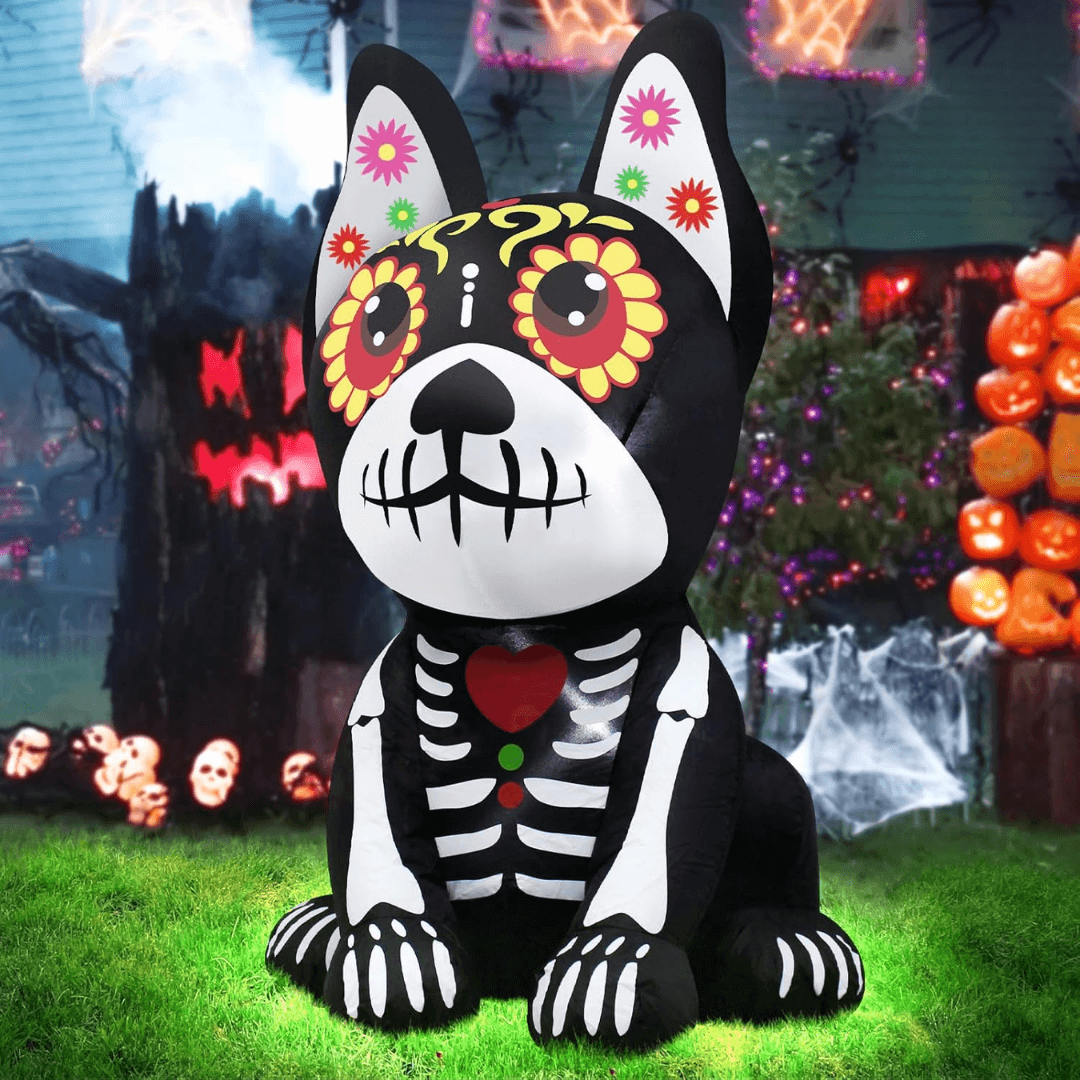 Paw de Los Muertos™ 4FT Skeleton Dog Inflatable w/ LED Lights