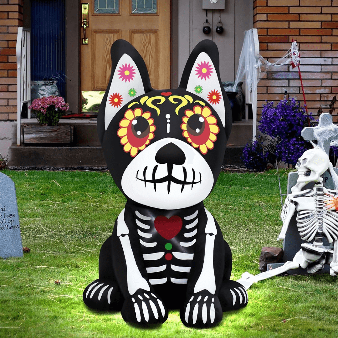 Paw de Los Muertos™ 4FT Skeleton Dog Inflatable w/ LED Lights