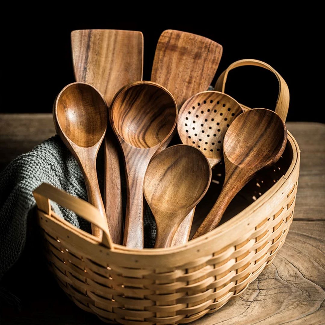 7 Pc Royal Teak Wooden Utensil Set