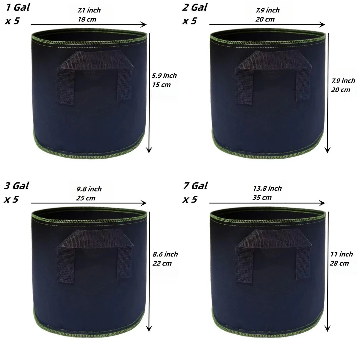 Garden Grow Bags - 5 Pack
