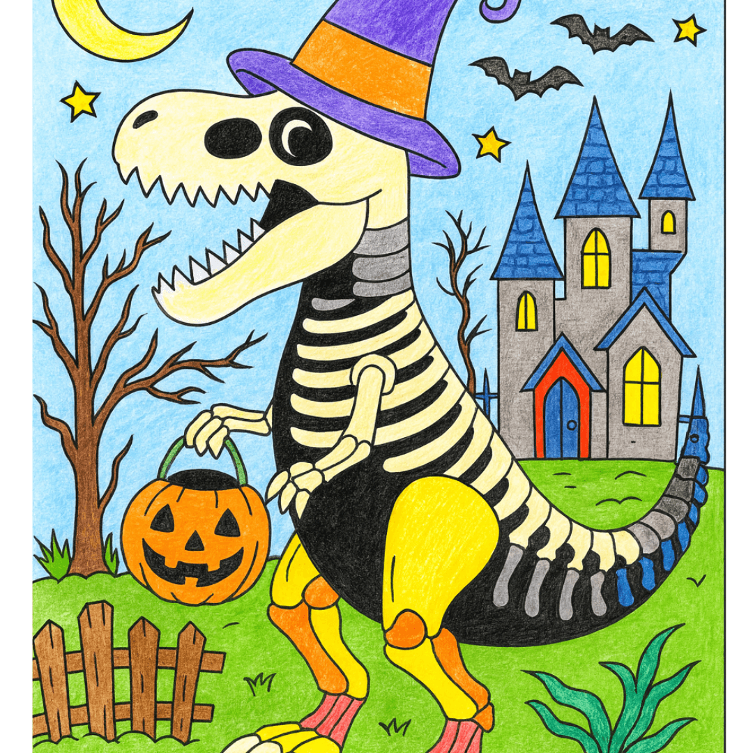 T-Rex EColoring Bonus - Halloween Printable Coloring Book