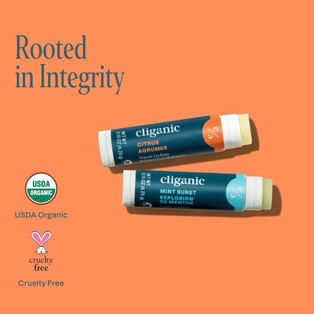 Cliganic Organic Lip Balm – 2 Pack Set (USDA Certified)