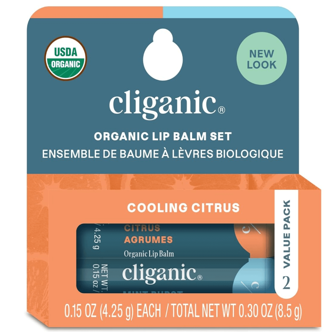 Cliganic Organic Lip Balm – 2 Pack Set (USDA Certified)