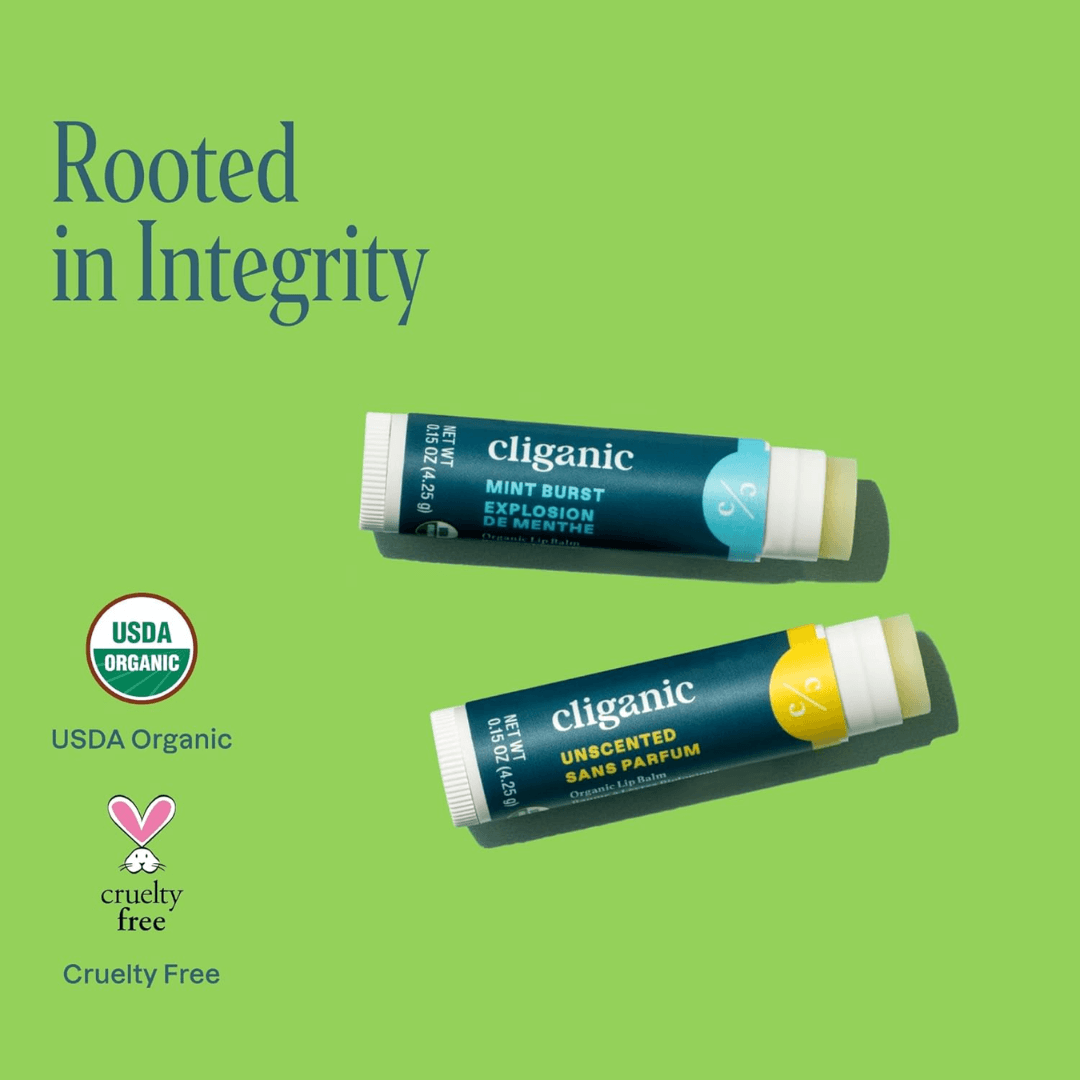Cliganic Organic Lip Balm – 2 Pack Set (USDA Certified)