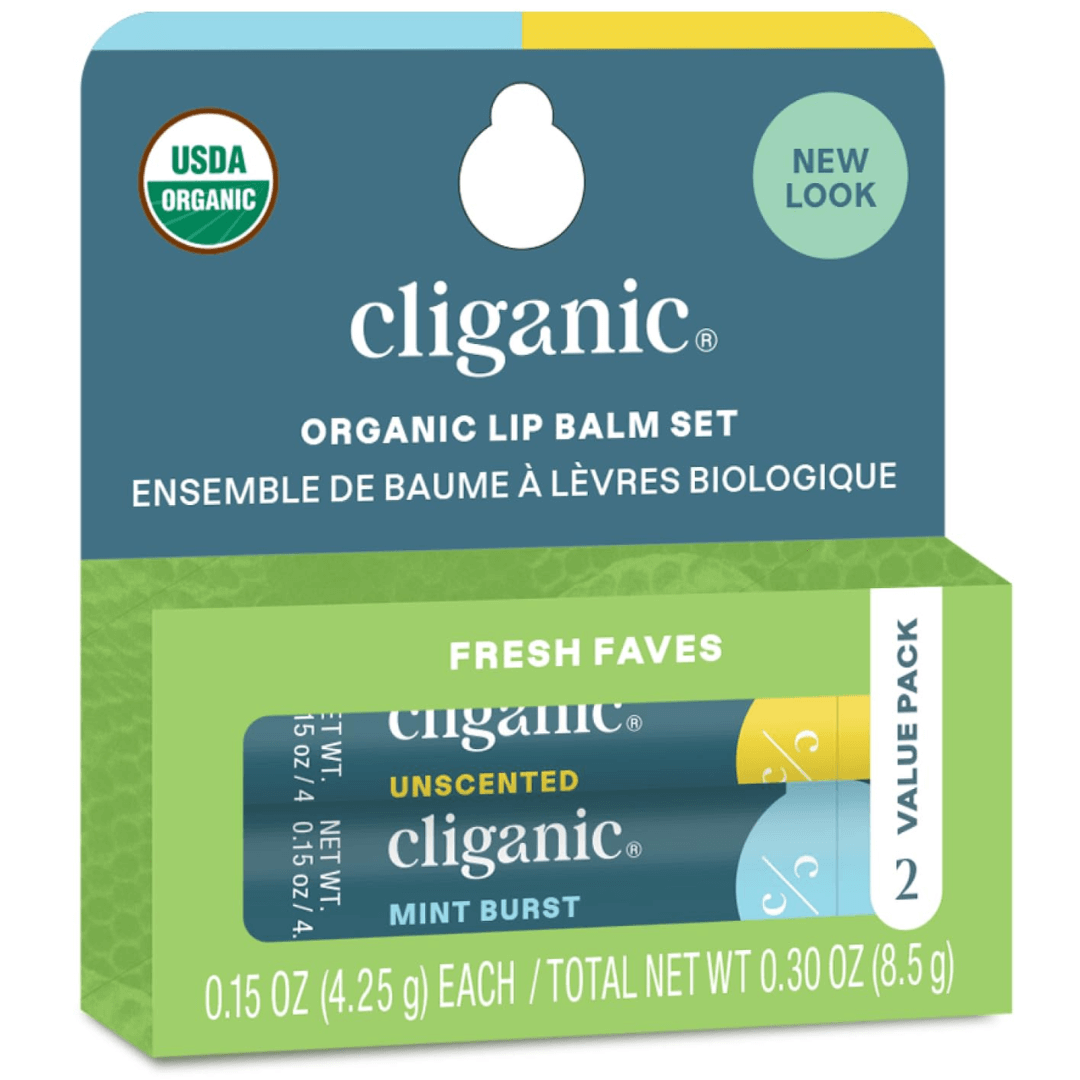 Cliganic Organic Lip Balm – 2 Pack Set (USDA Certified)