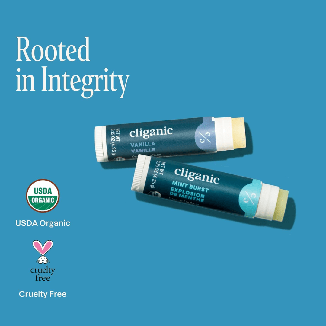 Cliganic Organic Lip Balm – 2 Pack Set (USDA Certified)