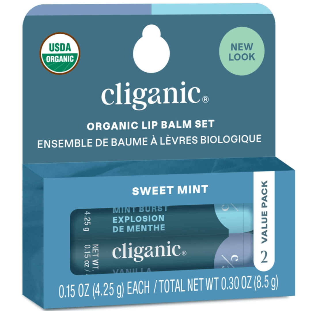 Cliganic Organic Lip Balm – 2 Pack Set (USDA Certified)