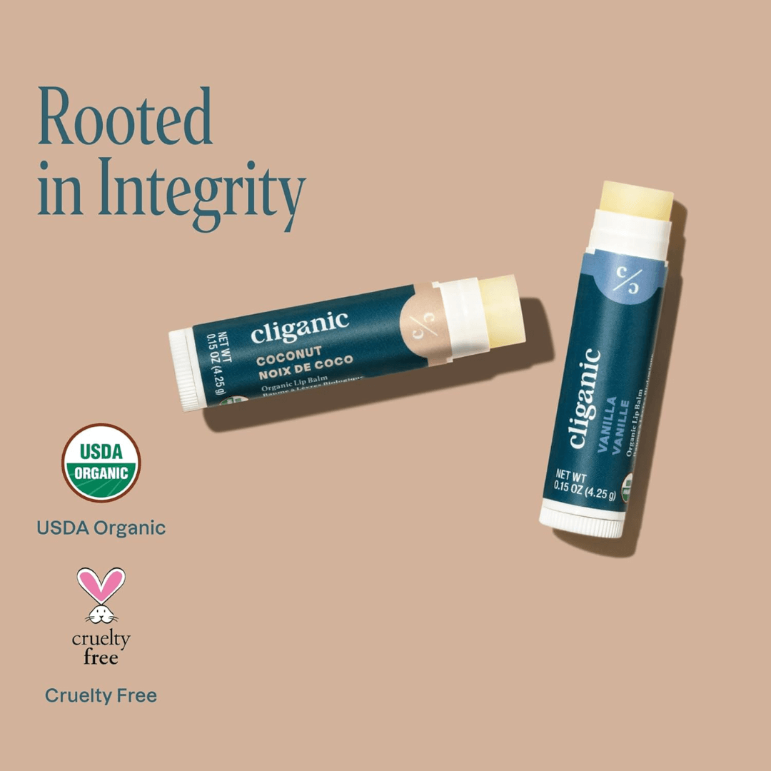 Cliganic Organic Lip Balm – 2 Pack Set (USDA Certified)