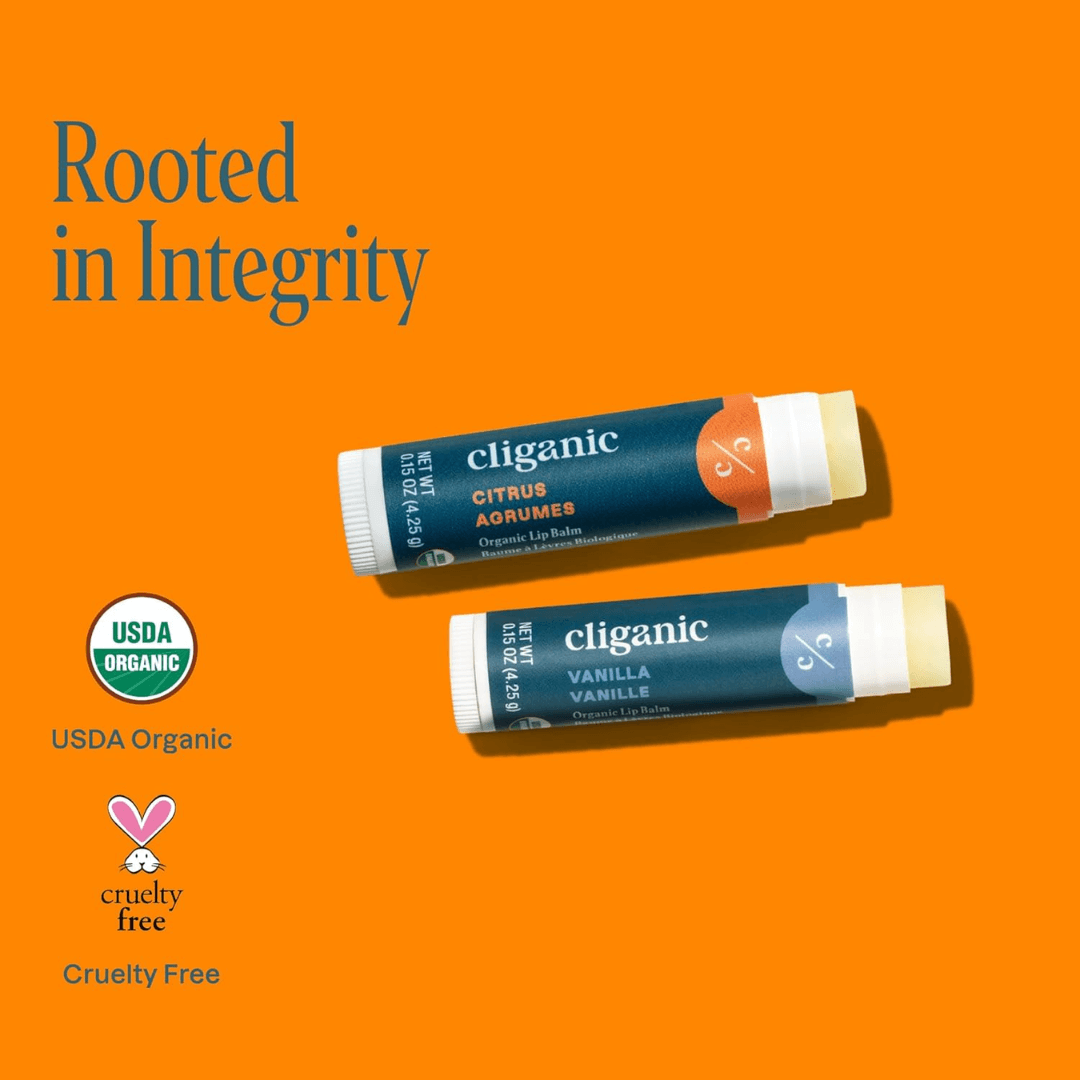 Cliganic Organic Lip Balm – 2 Pack Set (USDA Certified)