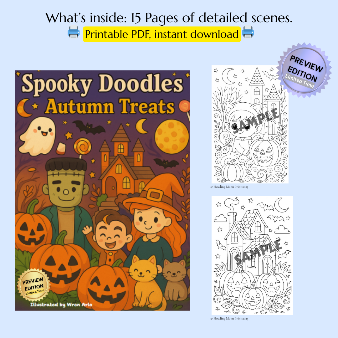Spooky Doodles: Autumn Treats (Preview Edition -15 Pages, Digital PDF)