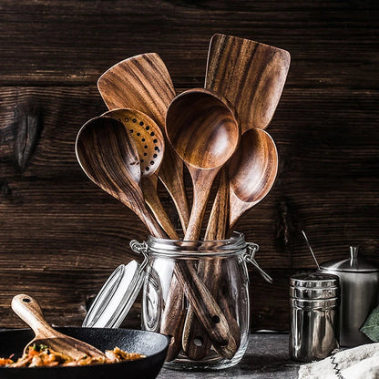 7 Pc Royal Teak Wooden Utensil Set