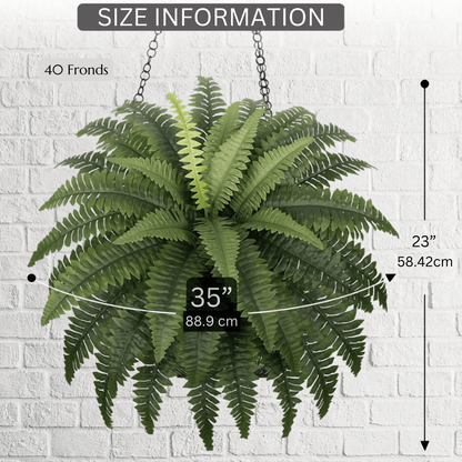 UV Resistant Artificial Boston Fern – Realistic Faux Fern for Outdoor Porch, Patio, Planters & Entryway