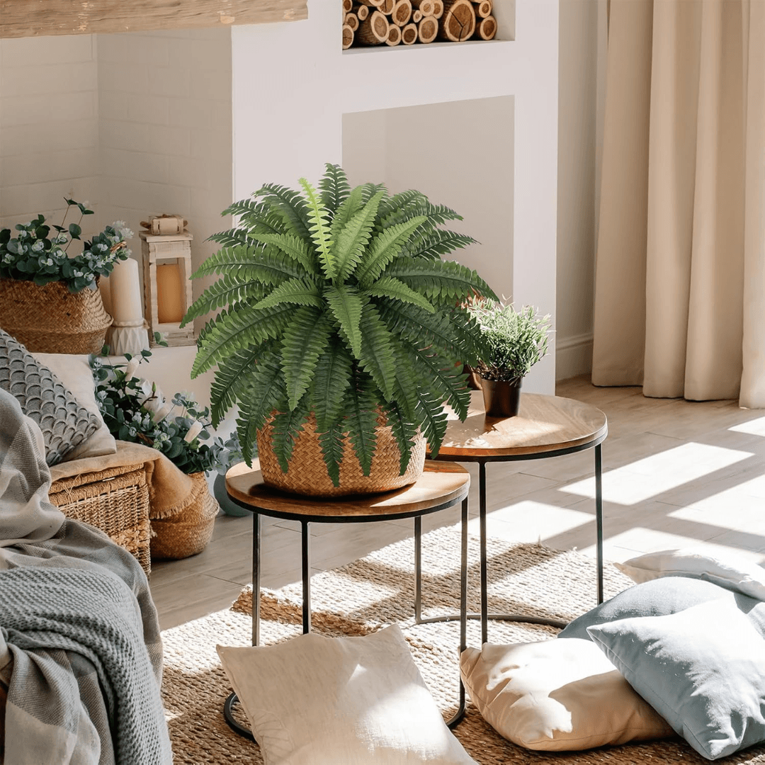 UV Resistant Artificial Boston Fern – Realistic Faux Fern for Outdoor Porch, Patio, Planters & Entryway