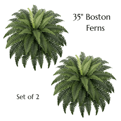 UV Resistant Artificial Boston Fern – Realistic Faux Fern for Outdoor Porch, Patio, Planters & Entryway