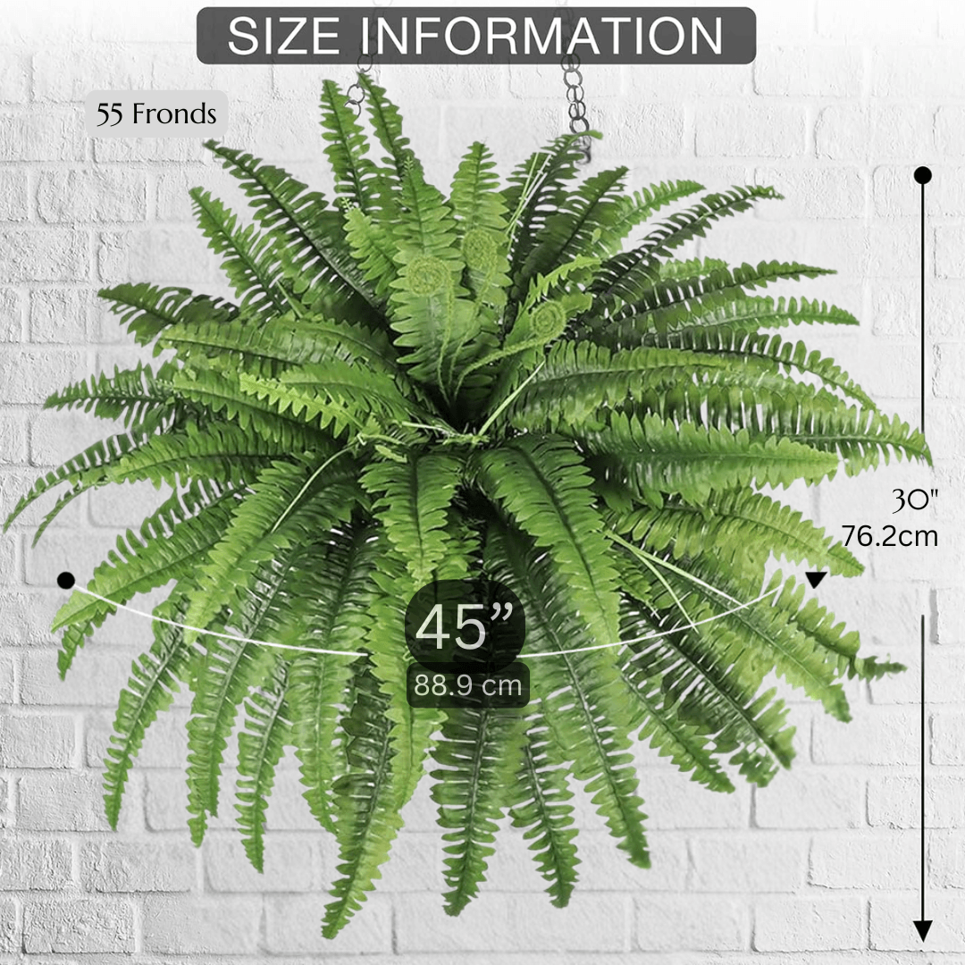 UV Resistant Artificial Boston Fern – Realistic Faux Fern for Outdoor Porch, Patio, Planters & Entryway