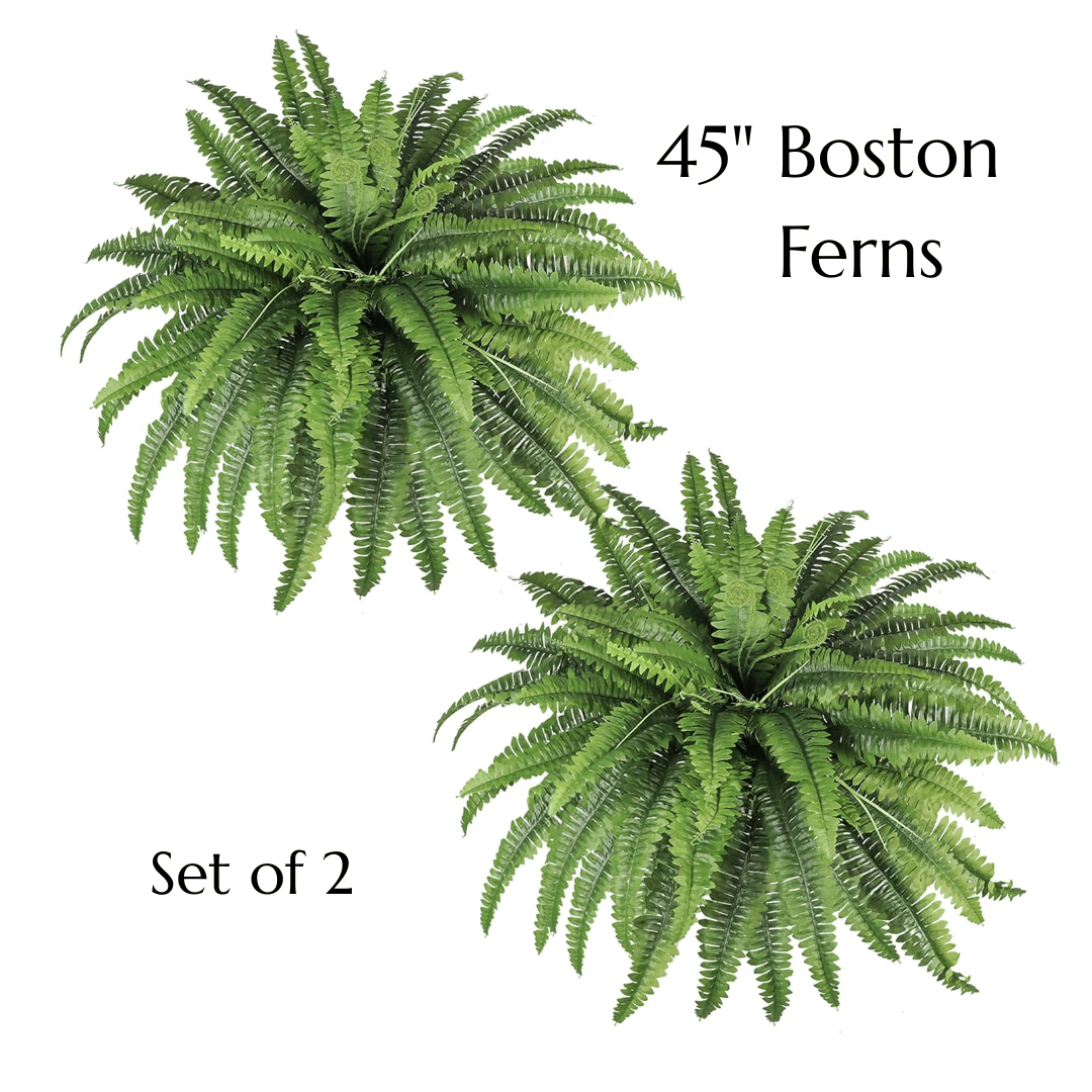 UV Resistant Artificial Boston Fern – Realistic Faux Fern for Outdoor Porch, Patio, Planters & Entryway