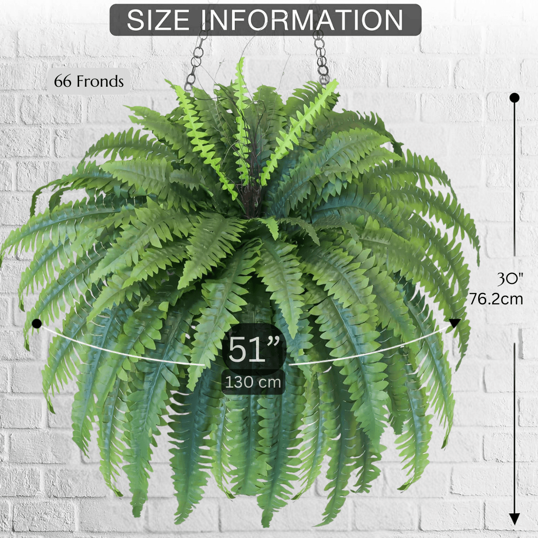 UV Resistant Artificial Boston Fern – Realistic Faux Fern for Outdoor Porch, Patio, Planters & Entryway