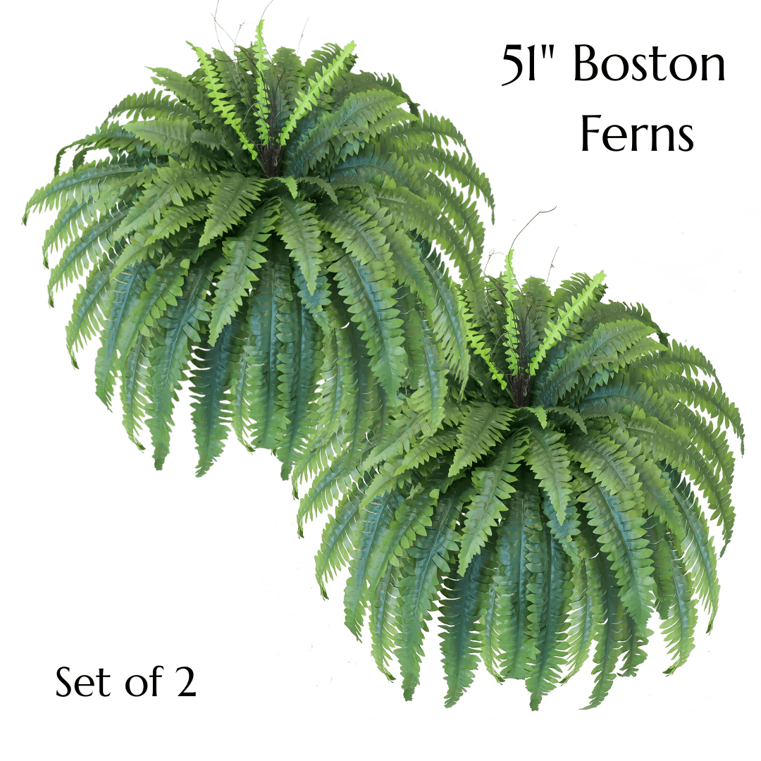 UV Resistant Artificial Boston Fern – Realistic Faux Fern for Outdoor Porch, Patio, Planters & Entryway
