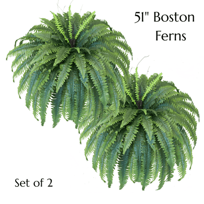 UV Resistant Artificial Boston Fern – Realistic Faux Fern for Outdoor Porch, Patio, Planters & Entryway
