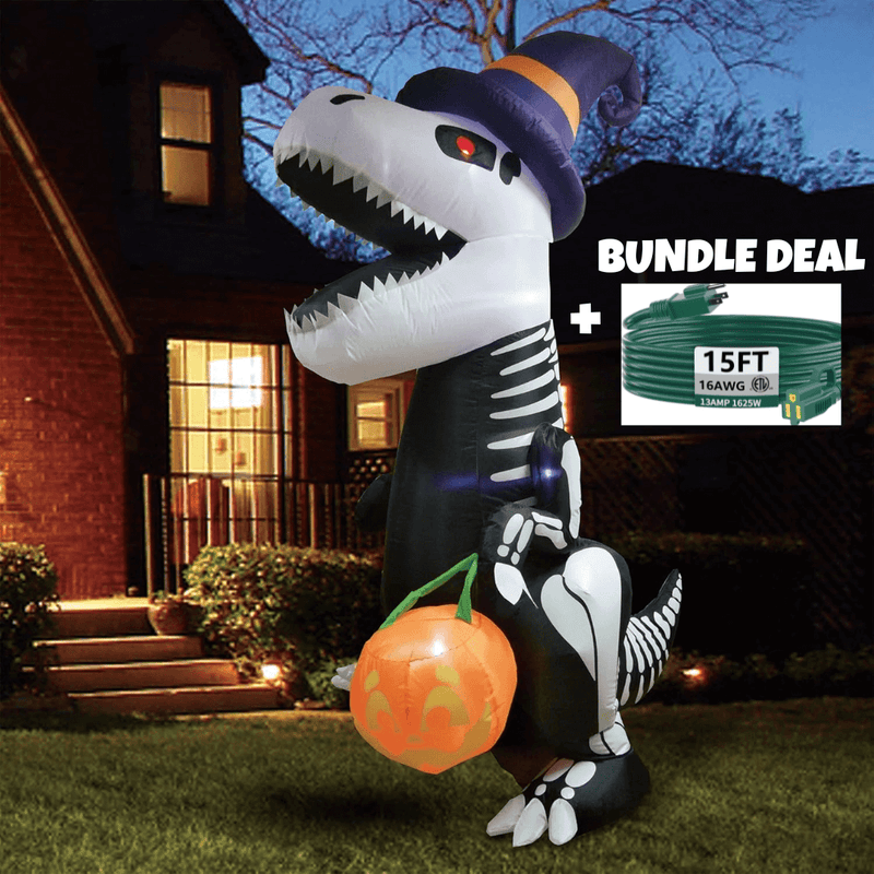 DinoMYTE Bundle™ – Spooky T-Rex Inflatable + 15ft Extension Cord