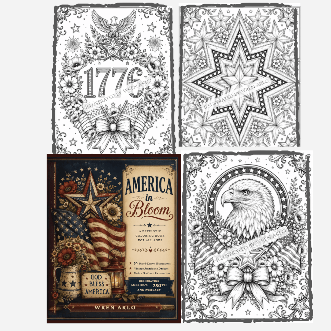 America in Bloom: A Patriotic Coloring Book for All Ages
