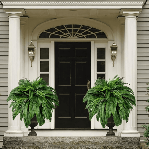 UV Resistant Artificial Boston Fern – Realistic Faux Fern for Outdoor Porch, Patio, Planters & Entryway