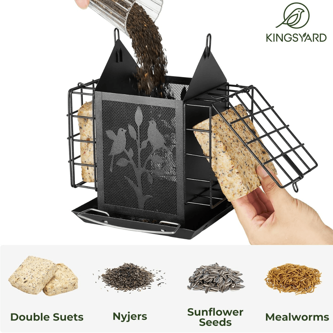 3lb Suet & Seed Bird Feeder – Weatherproof Roof Design