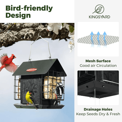 3lb Suet & Seed Bird Feeder – Weatherproof Roof Design