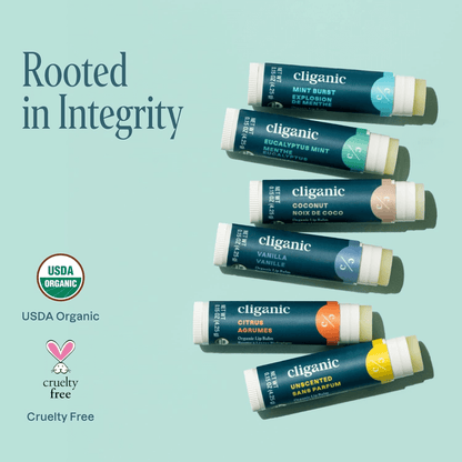 Cliganic Organic Lip Balm - 6 Pack Set (USDA Certified)