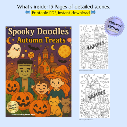 Spooky Doodles: Autumn Treats (Preview Edition -15 Pages, Digital PDF)