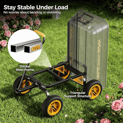 600lb Heavy-Duty Garden Dump Cart – 10” No-Flat Tires