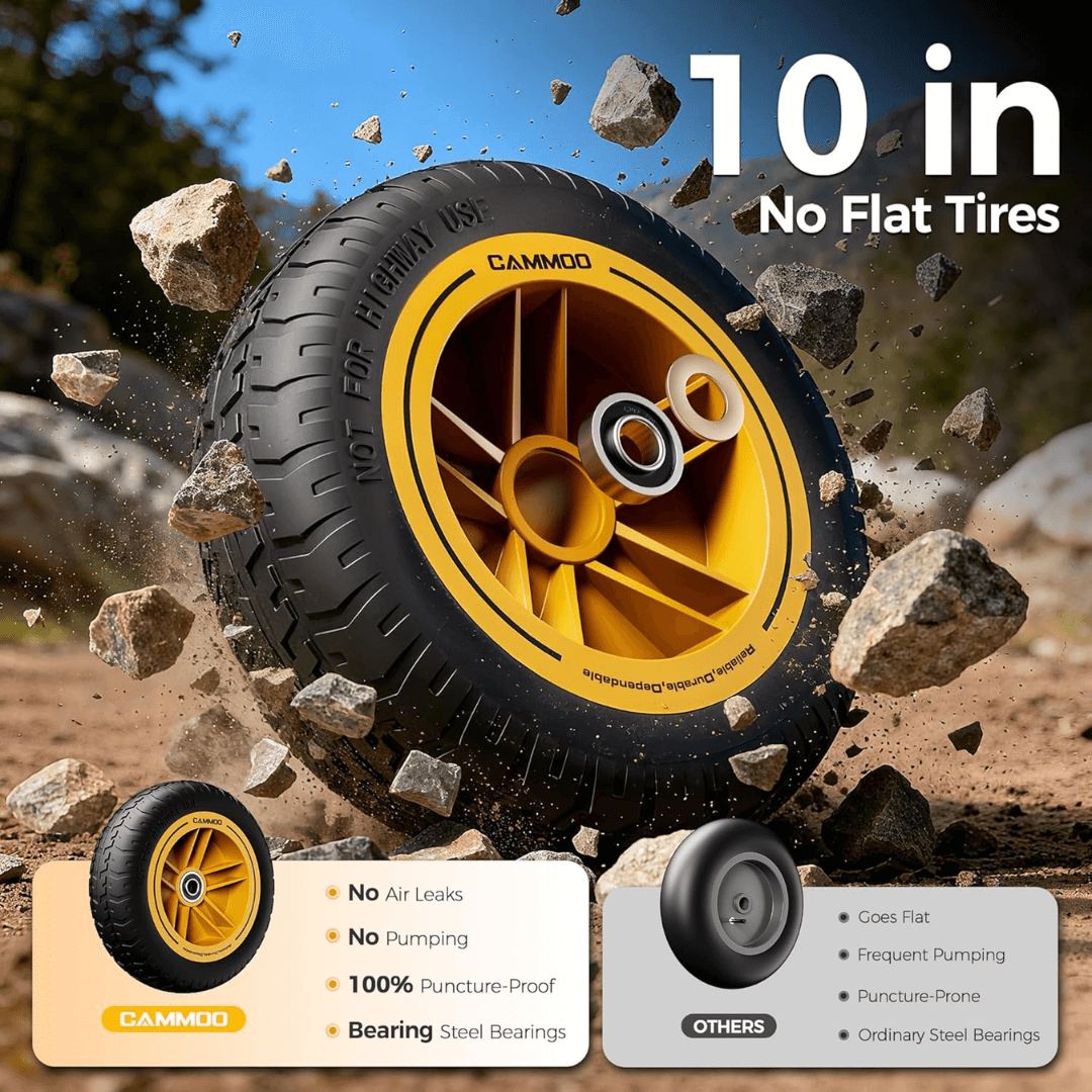 600lb Heavy-Duty Garden Dump Cart – 10” No-Flat Tires