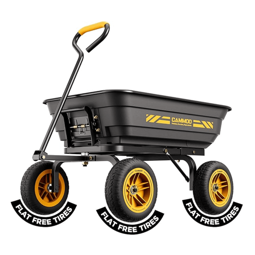 600lb Heavy-Duty Garden Dump Cart – 10” No-Flat Tires