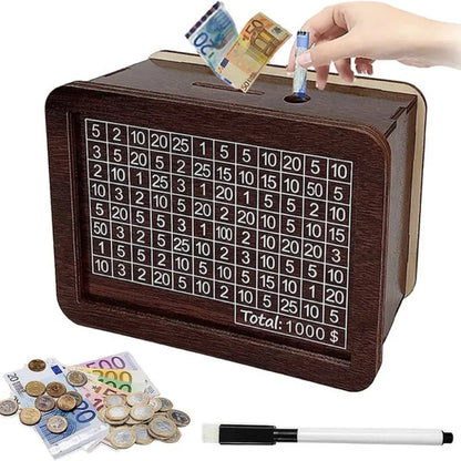 SaveSmart Wooden Piggy Bank