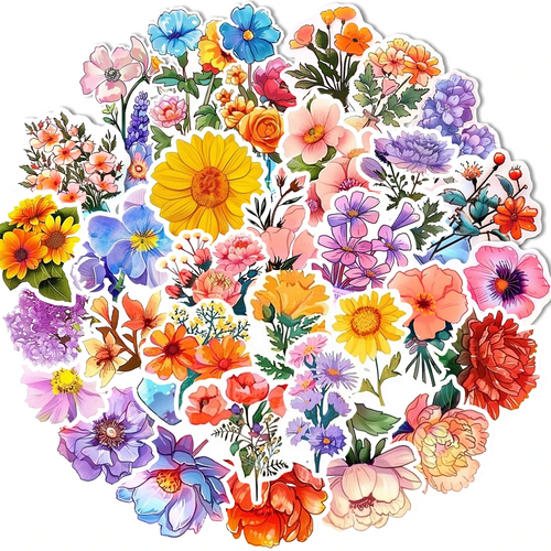 50-pc Floral Sticker Pack